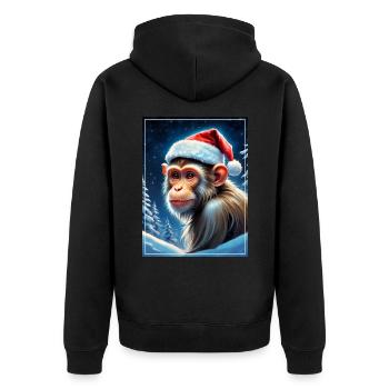 Singe Paysage D’hiver 1.5 - Veste à capuche bio Premium Unisexe - noir - Dos - Nico (187cm)