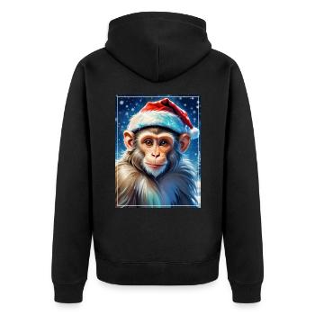 Singe Paysage D’hiver 1.2 - Veste à capuche bio Premium Unisexe - noir - Dos - Nico (187cm)