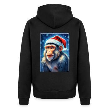 Winter Landscape Monkey 1.4 - Unisex Premium Organic Zip Hoodie - black - Back - Nico (187cm)