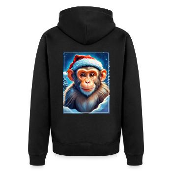 Singe Paysage D’hiver 1.17 - Veste à capuche bio Premium Unisexe - noir - Dos - Nico (187cm)