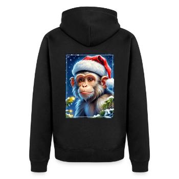 Winter Landscape Monkey 1.21 - Unisex Premium Organic Zip Hoodie - black - Back - Nico (187cm)