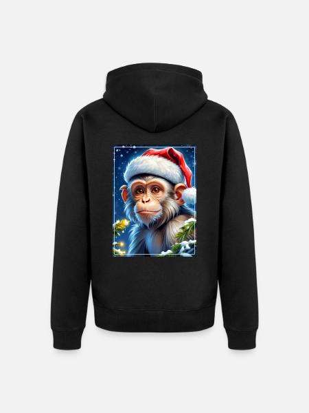 Winter Landscape Monkey 1.21 - Unisex Premium Organic Zip Hoodie - black