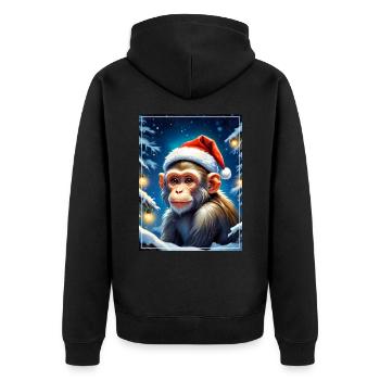 Singe Paysage D’hiver 1.8 - Veste à capuche bio Premium Unisexe - noir - Dos - Nico (187cm)