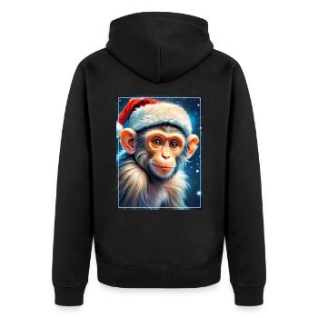 Singe Paysage d’Hiver 1.6 - Veste à capuche bio Premium Unisexe - noir - Dos - Nico (187cm)