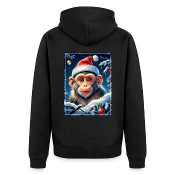 Singe Paysage D’hiver 1.12 - Veste à capuche bio Premium Unisexe - noir - Dos - Nico (187cm)