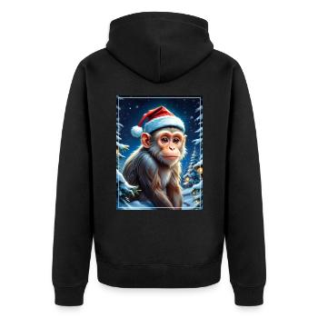 Winter Landscape Monkey 1.15 - Unisex Premium Organic Zip Hoodie - black - Back - Nico (187cm)