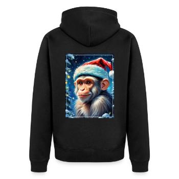 Singe Paysage D’hiver 1.16 - Veste à capuche bio Premium Unisexe - noir - Dos - Nico (187cm)