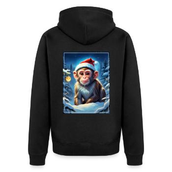 Singe Paysage D’hiver 1.18 - Veste à capuche bio Premium Unisexe - noir - Dos - Nico (187cm)