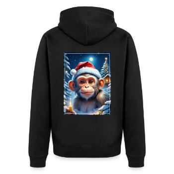 Singe Paysage D’hiver 1.19 - Veste à capuche bio Premium Unisexe - noir - Dos - Nico (187cm)