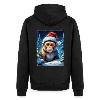 Singe au pays des merveilles de l’hiver 1.7 - Veste à capuche bio Premium Unisexe - noir - Dos - Nico (187cm)