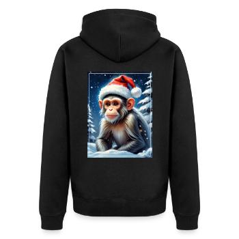 Winter Landscape Monkey 1.9 - Unisex Premium Organic Zip Hoodie - black - Back - Nico (187cm)