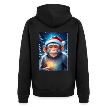 Singe Paysage d’Hiver 1.13 - Veste à capuche bio Premium Unisexe - noir - Dos - Nico (187cm)