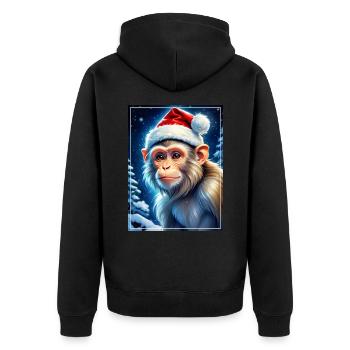 Winter Landscape Monkey 1.10 - Unisex Premium Organic Zip Hoodie - black - Back - Nico (187cm)