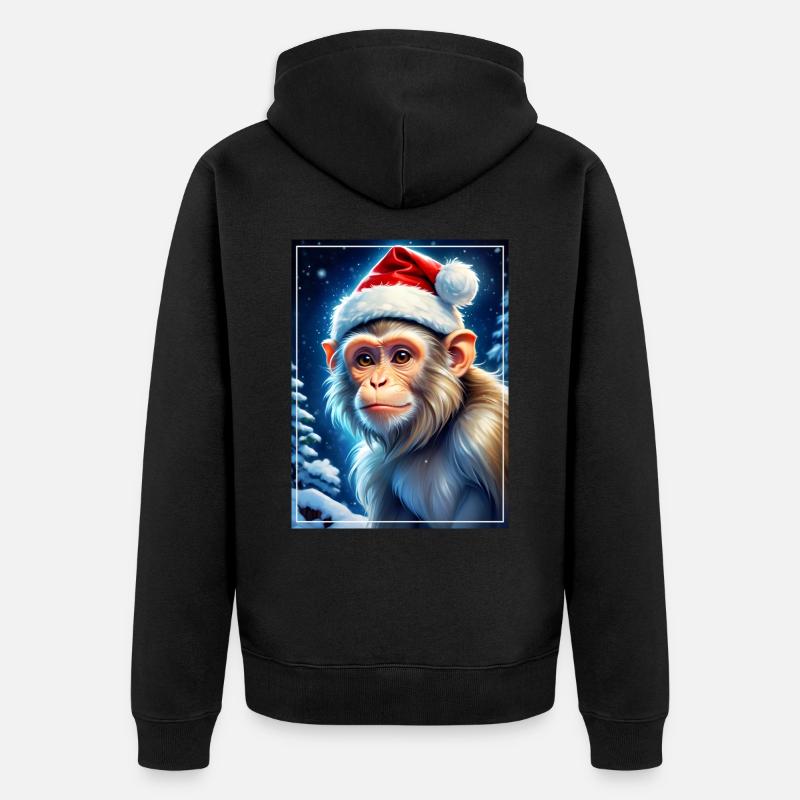 Singe Paysage D’hiver 1.10 - Veste à capuche bio Premium Unisexe - noir