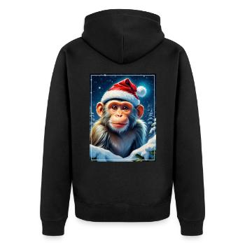 Winter Landscape Monkey 1.11 - Unisex Premium Organic Zip Hoodie - black - Back - Nico (187cm)