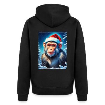 Singe Paysage D’hiver 1 1 14 - Veste à capuche bio Premium Unisexe - noir - Dos - Nico (187cm)