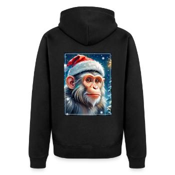 Singe Paysage D’hiver 1.20 - Veste à capuche bio Premium Unisexe - noir - Dos - Nico (187cm)