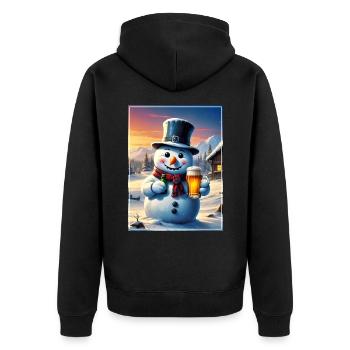 Christmas Snowman Beer 1.2 - Unisex Premium Organic Zip Hoodie - black - Back - Nico (187cm)
