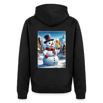 Christmas Snowman Beer 1.1 - Unisex Premium Organic Zip Hoodie - black - Back - Nico (187cm)