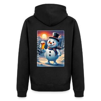Christmas Snowman Beer 1.8 - Unisex Premium Organic Zip Hoodie - black - Back - Nico (187cm)