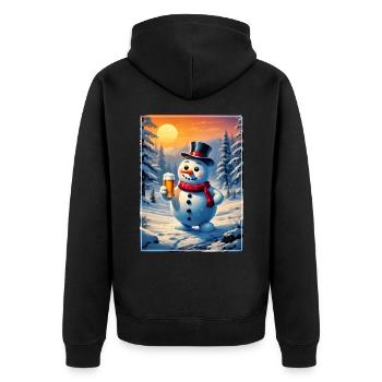 Christmas Snowman Beer 1.7 - Unisex Premium Organic Zip Hoodie - black - Back - Nico (187cm)