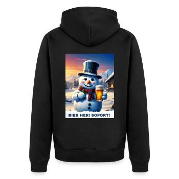 Christmas Snowman Beer 2.1 - Unisex Premium Organic Zip Hoodie - black - Back - Nico (187cm)