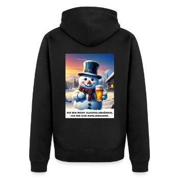 Christmas Snowman Beer 2.10 - Unisex Premium Organic Zip Hoodie - black - Back - Nico (187cm)