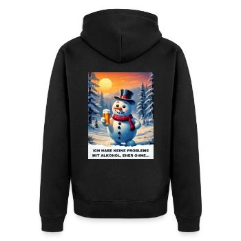 Christmas Snowman Beer 2.7 - Unisex Premium Organic Zip Hoodie - black - Back - Nico (187cm)