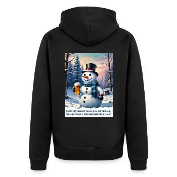 Christmas Snowman Beer 2.6 - Unisex Premium Organic Zip Hoodie - black - Back - Nico (187cm)