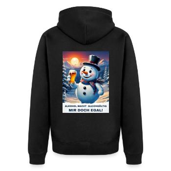 Christmas Snowman Beer 2.8 - Unisex Premium Organic Zip Hoodie - black - Back - Nico (187cm)