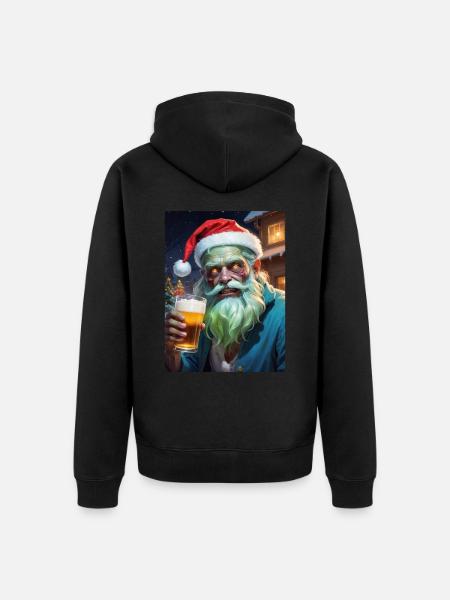 Christmas Zombie Beer 1.3 - Unisex Premium Organic Zip Hoodie - black