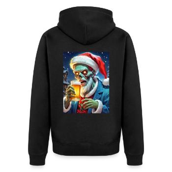 Weihnachten Zombie Bier 1.4 - Unisex Premium Bio Zip Hoodie - Schwarz - Hinten - Nico (187cm)