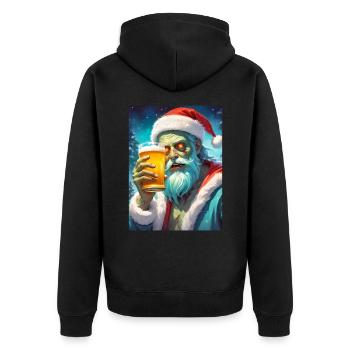Weihnachten Zombie Bier 1.7 - Unisex Premium Bio Zip Hoodie - Schwarz - Hinten - Nico (187cm)