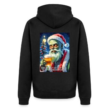 Weinachten Zombie Bier 2.6 - Unisex Premium Bio Zip Hoodie - Schwarz - Hinten - Nico (187cm)