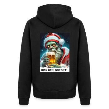 Weinachten Zombie Bier 1.1 - Unisex Premium Bio Zip Hoodie - Schwarz - Hinten - Nico (187cm)