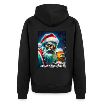 Weinachten Zombie Bier 2.3 - Unisex Premium Bio Zip Hoodie - Schwarz - Hinten - Nico (187cm)