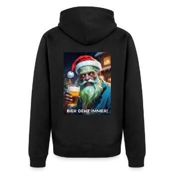Weinachten Zombie Bier 2.4 - Unisex Premium Bio Zip Hoodie - Schwarz - Hinten - Nico (187cm)