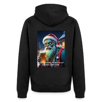 Weinachten Zombie Bier 2.7 - Unisex Premium Bio Zip Hoodie - Schwarz - Hinten - Nico (187cm)
