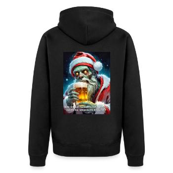 Weinachten Zombie Bier 2.11 - Unisex Premium Bio Zip Hoodie - Schwarz - Hinten - Nico (187cm)