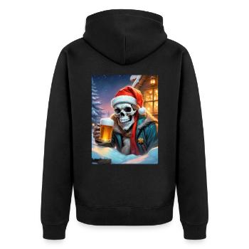 Weihnachten Skull Bier 1.1 - Unisex Premium Bio Zip Hoodie - Schwarz - Hinten - Nico (187cm)