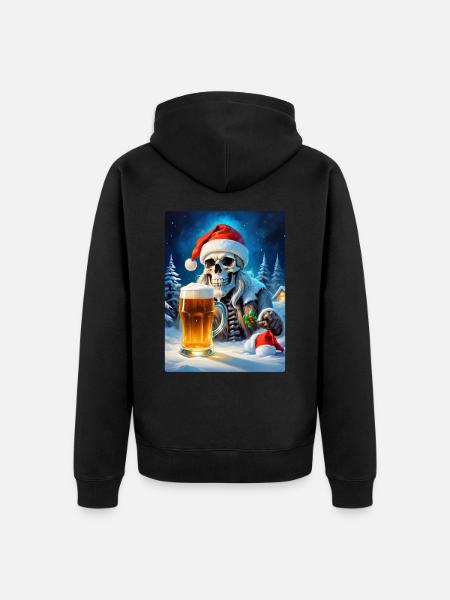 Weihnachten Skull Bier 1.2 - Unisex Premium Bio Zip Hoodie - Schwarz