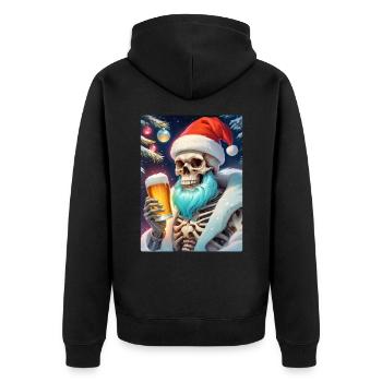 Weihnachten Skull Bier 1.9 - Unisex Premium Bio Zip Hoodie - Schwarz - Hinten - Nico (187cm)