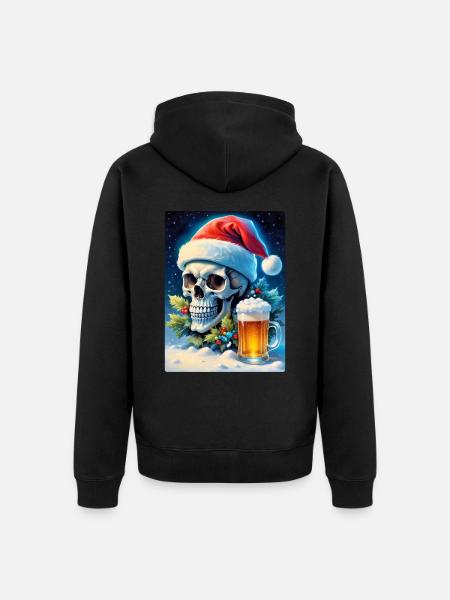 Weihnachten Skull Bier 1.7 - Unisex Premium Bio Zip Hoodie - Schwarz