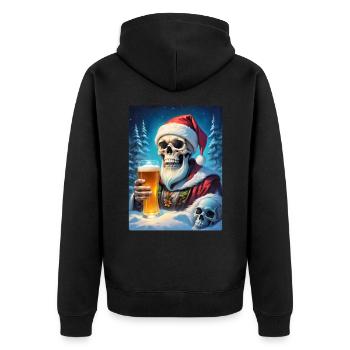 Weihnachten Skull Bier 1.6 - Unisex Premium Bio Zip Hoodie - Schwarz - Hinten - Nico (187cm)