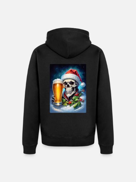 Weihnachten Skull Bier 1.8 - Unisex Premium Bio Zip Hoodie - Schwarz