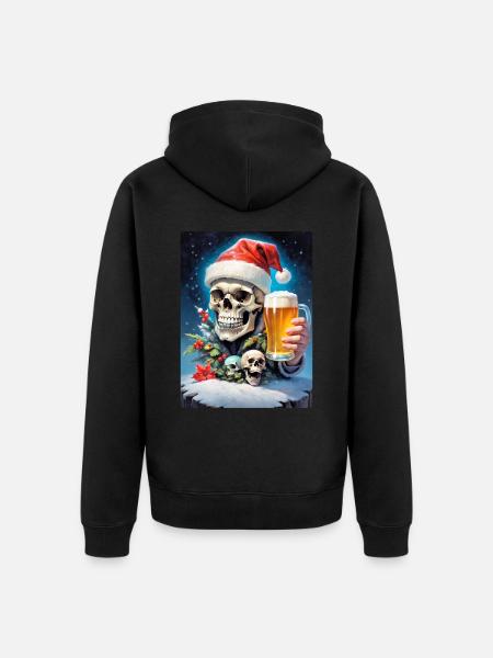 Weihnachten Skull Bier 1.12 - Unisex Premium Bio Zip Hoodie - Schwarz