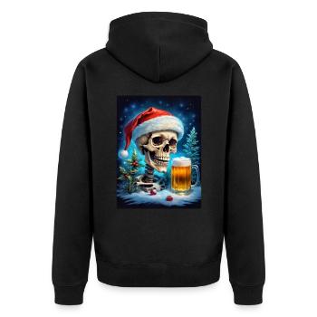 Weihnachten Skull Bier 1.5 - Unisex Premium Bio Zip Hoodie - Schwarz - Hinten - Nico (187cm)