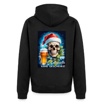 Weihnachten Skull Bier 2.3 - Unisex Premium Bio Zip Hoodie - Schwarz - Hinten - Nico (187cm)