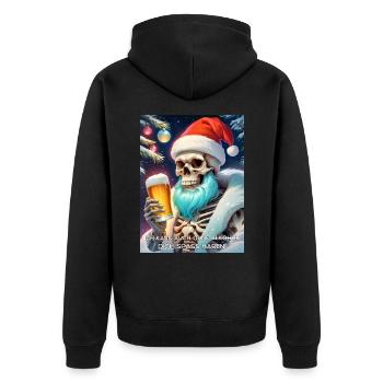 Weihnachten Skull Bier 2.9 - Unisex Premium Bio Zip Hoodie - Schwarz - Hinten - Nico (187cm)