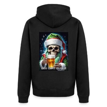 Weihnachten Skull Bier 2.4 - Unisex Premium Bio Zip Hoodie - Schwarz - Hinten - Nico (187cm)